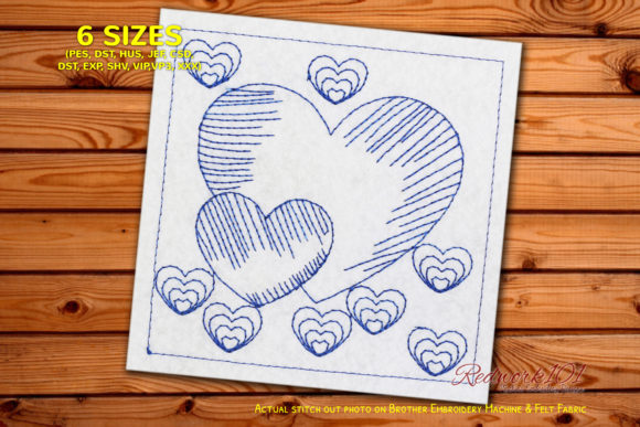 All Hearts Redwork Design