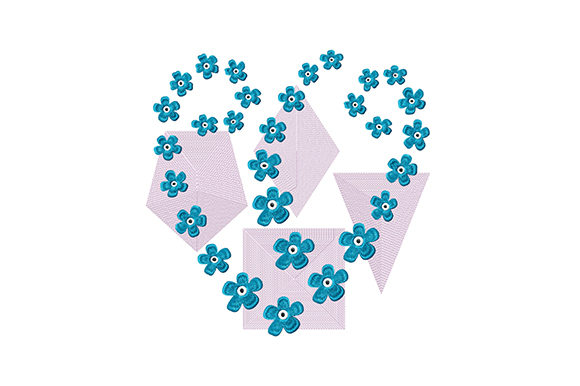 Blue Flowers and Geometric Shapes