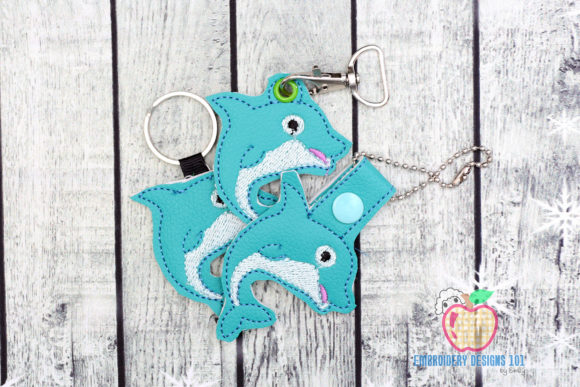 Curved Dolphin ITH Snaptab Keyfob