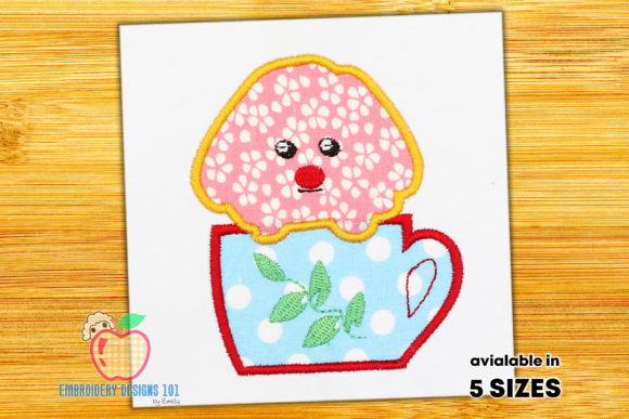 Cute Puppy in the Tea Cup Applique