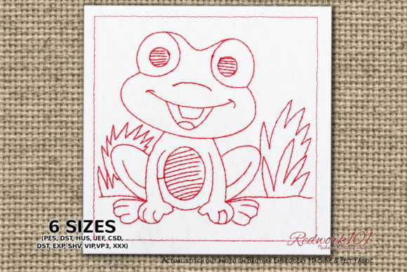 Happy Cartoon Frog Redwork Review