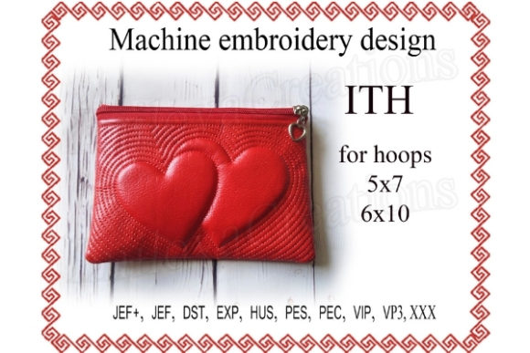 Hearts Zip Bag in the Hoop
