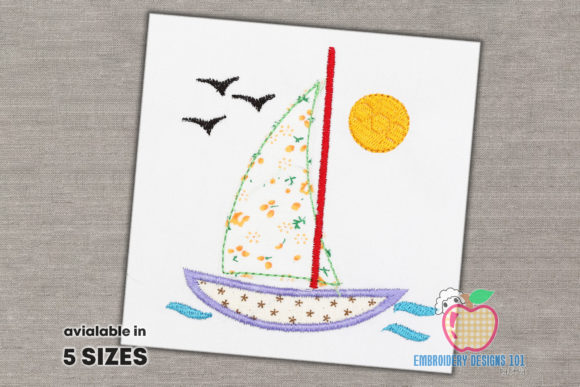 Sailboat in Sea Applique for Kids