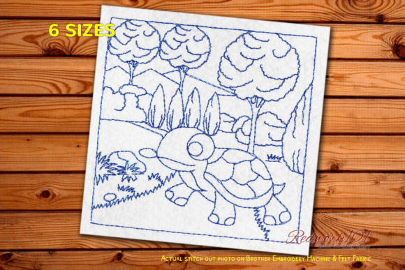 Turtle Crawling in the Jungle Redwork