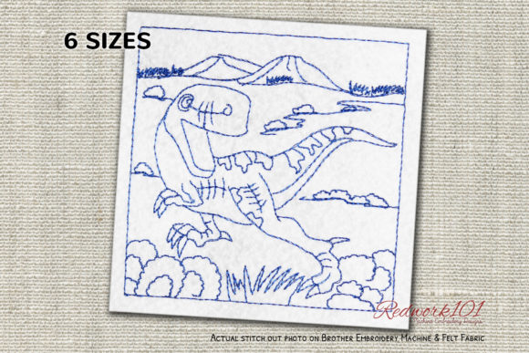 Velociraptor Walking on Grass Redwork